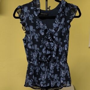 Banana Republic Blue and Gray Ruffled Blouse